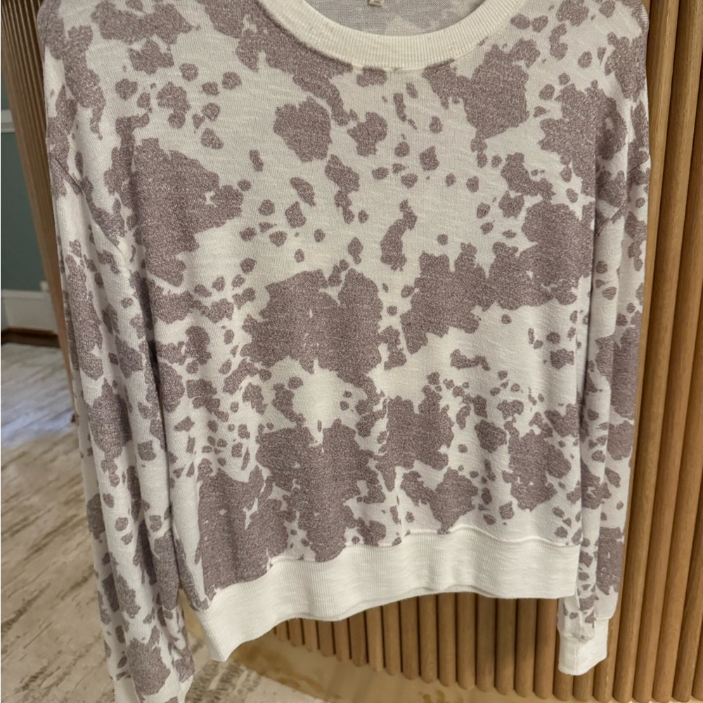 White and Gray/Brown Animal Patterned Sweater